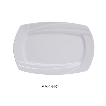 Yanco Porcelain Miami Rectangular Plate, Bone White - 14 x 9 in., 12PK MM-14-RT